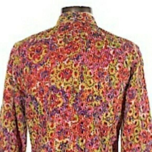 Chico's Shacket Rainbow Eyelet Lace Mandarin Collar Button Down Jacket Sz 0 - Picture 8 of 12